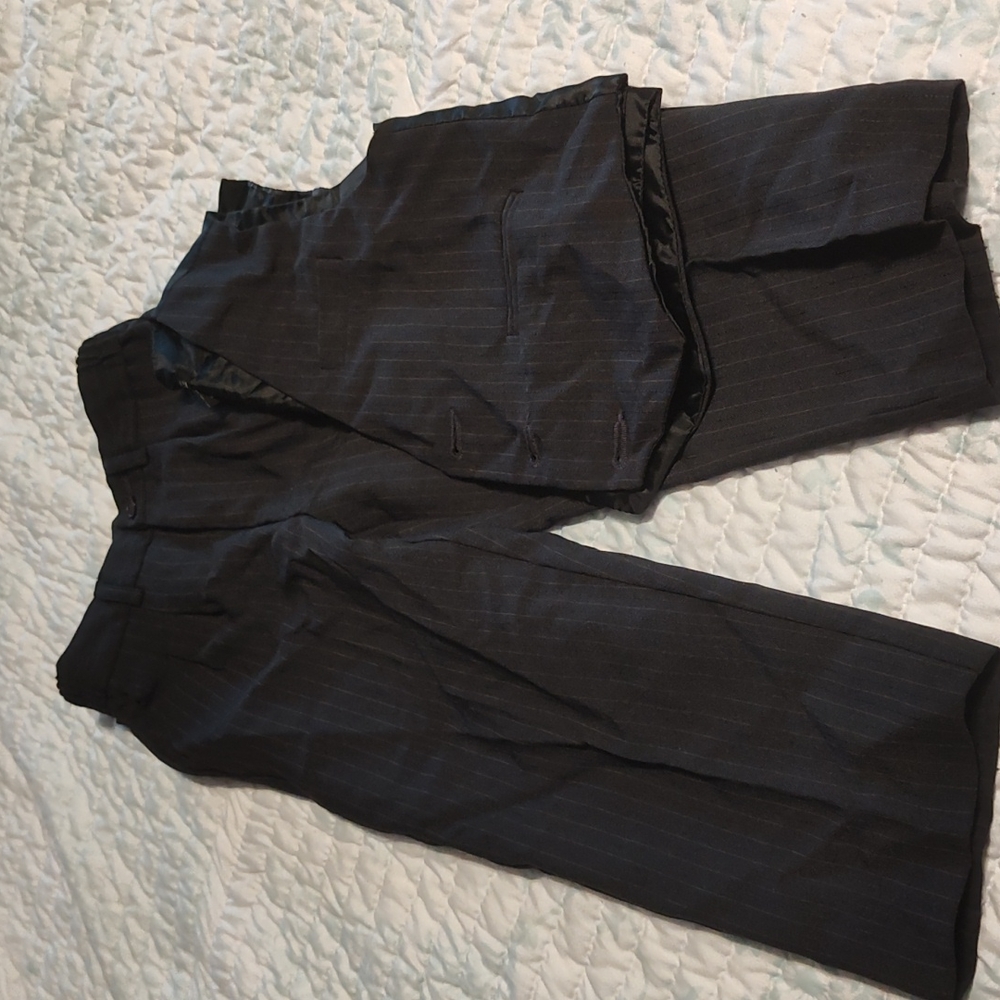 George Martin 2 piece black striped boys suit